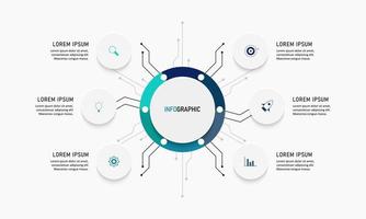 Vector Infographic label design template with icons and 6 options or steps. Can be used for process diagram, presentations, workflow layout, banner, flow chart, info graph.