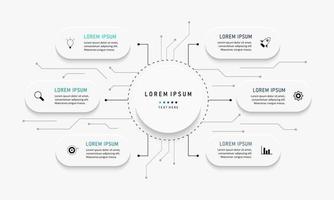 plantilla de diseño de etiquetas infográficas vectoriales con iconos y 6 opciones o pasos. se puede utilizar para diagramas de proceso, presentaciones, diseño de flujo de trabajo, banner, diagrama de flujo, gráfico de información. vector