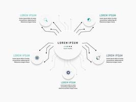 plantilla de diseño de etiquetas infográficas vectoriales con iconos y 5 opciones o pasos. se puede utilizar para diagramas de proceso, presentaciones, diseño de flujo de trabajo, banner, diagrama de flujo, gráfico de información. vector