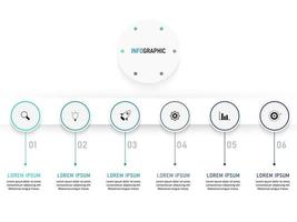 plantilla de diseño de etiquetas infográficas vectoriales con iconos y 6 opciones o pasos. se puede utilizar para diagramas de proceso, presentaciones, diseño de flujo de trabajo, banner, diagrama de flujo, gráfico de información. vector