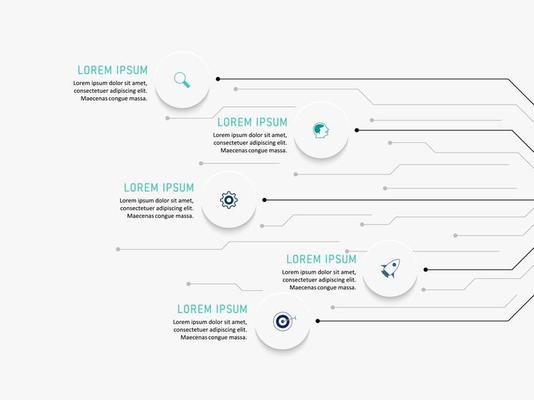 Vector Infographic label design template with icons and 5 options or steps. Can be used for process diagram, presentations, workflow layout, banner, flow chart, info graph.