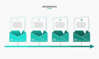 plantilla de diseño de etiquetas infográficas vectoriales con iconos y 4 opciones o pasos. se puede utilizar para diagramas de proceso, presentaciones, diseño de flujo de trabajo, banner, diagrama de flujo, gráfico de información. vector