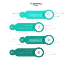 plantilla de diseño de etiquetas infográficas vectoriales con iconos y 4 opciones o pasos. se puede utilizar para diagramas de proceso, presentaciones, diseño de flujo de trabajo, banner, diagrama de flujo, gráfico de información. vector