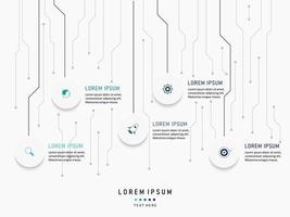 plantilla de diseño de etiquetas infográficas vectoriales con iconos y 5 opciones o pasos. se puede utilizar para diagramas de proceso, presentaciones, diseño de flujo de trabajo, banner, diagrama de flujo, gráfico de información. vector