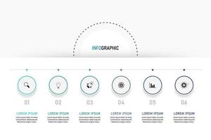 plantilla de diseño de etiquetas infográficas vectoriales con iconos y 6 opciones o pasos. se puede utilizar para diagramas de proceso, presentaciones, diseño de flujo de trabajo, banner, diagrama de flujo, gráfico de información. vector