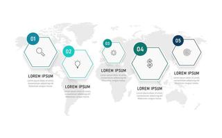 plantilla de diseño de etiquetas infográficas vectoriales con iconos y 5 opciones o pasos. se puede utilizar para diagramas de proceso, presentaciones, diseño de flujo de trabajo, banner, diagrama de flujo, gráfico de información. vector