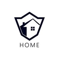 Home Shield Logo, Home Protect logo design template. Vector shield and house logotype illustration. Graphic home security icon label. Modern building alarm symbol. Security sign badge isolated