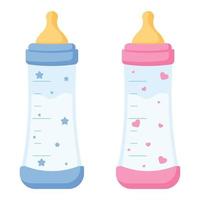 biberones para bebés sobre un fondo blanco. ilustración vectorial vector