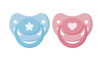 Baby's dummy. Pacifier icon set isolated on white background. Vector illustration.