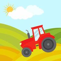 el tractor cultiva la tierra en el campo. ilustración vectorial vector