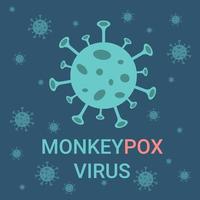 Cells of the monkeypox virus on a blue background. Vector illustration.