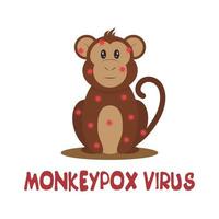 Monkey with monkeypox virus on a white background. Monkeypox virus disease concept. Vector illustration.