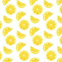 Seamless bright background with lemons for fabric, wallpaper, fruit background. Lemon slices colorful background. Vector illustration.