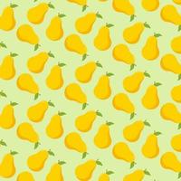 Pear pattern. Long banner. Food print for kitchen tablecloth or kitchen towel. Vector illustration.