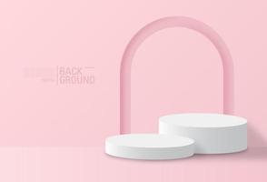 3d display product on minimal scene with geometric podium platform. Commercial pedestal in pink pastel background. vector