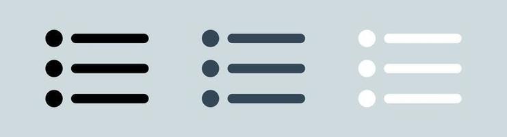Menu list or website menu icon in black, grey and white colors. Basic app ui page symbol. vector