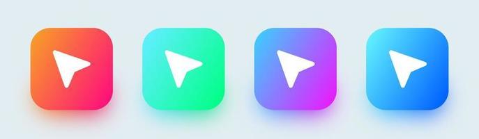 Computer cursor or pointer solid icon in square gradient colors. Arrow pointer icon for apps or website. vector