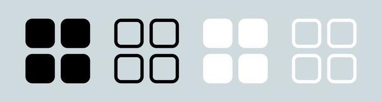 Main menu icon in black and white colors. Application list icon collection. vector
