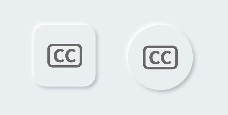 Closed captioning icon in neomorphic design style. Vector illustration.