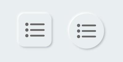 Menu list or website menu icon in neomorphic design style. Basic app ui page symbol. vector