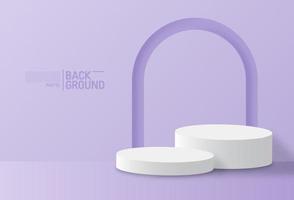 3d display product on minimal scene with geometric podium platform. Commercial pedestal in purple pastel background. vector