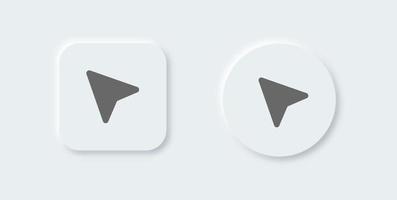 Computer cursor or pointer solid icon in neomorphic design style. Arrow pointer icon for apps or website. vector