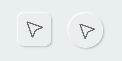 Computer cursor or pointer outline icon in neomorphic design style. Arrow pointer icon for apps or website. vector