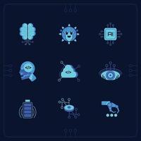 conjunto de iconos de inteligencia artificial vector