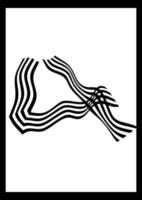 Vector graphic Number 4 with wave lines, the number is drawn with mesh fill tool. Black and white wave stripe optical abstract design. Perfect for Wall decoration, poster, logos, cover, etc. four.