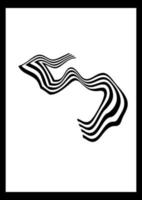 Vector graphic Number 5 with wave lines, the number is drawn with mesh fill tool. Black and white wave stripe optical abstract design. Perfect for Wall decoration, poster, logos, cover, etc. five.