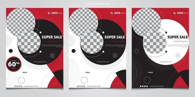 Super Sale, Flyer Template, Marketing Flyer Template, Brochure Template, booklet flyer with triangle graphic elements and space for photo background, Modern red. vector
