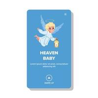 Heaven Baby Flying With Burning Lantern Vector