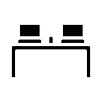 working place table with laptop glyph icon vector illustration