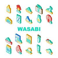 conjunto de iconos de colección de especias japonesas wasabi vector