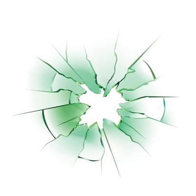 Glass Window Broken With Hole And Crack Vector