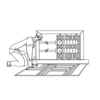 Floor Heating System Installing Handyman Vector