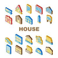 conjunto de iconos de colección de bienes raíces de la casa vector