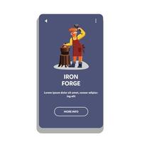 Iron Forge Worker With Hammer Instrument Vector