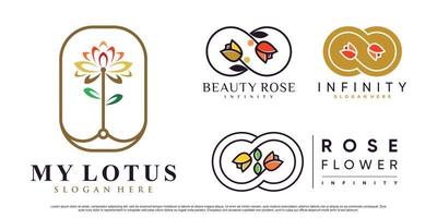 conjunto de ilustración de diseño de logotipo de flor de loto con vector premium de elemento creativo