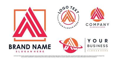 Set of triangle letter a logo design inspiration for business with creative element Premium Vector