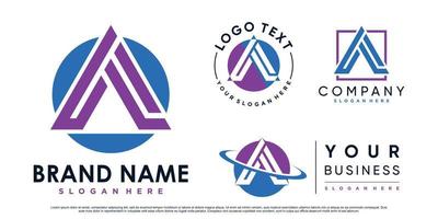 Set of triangle letter a logo design inspiration for business with creative element Premium Vector