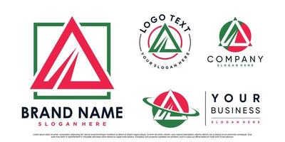 Set of triangle letter a logo design inspiration for business with creative element Premium Vector