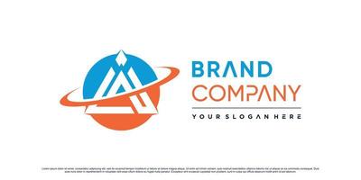 Triangle icon letter a logo design for business with swoosh and modern concept Premium Vector