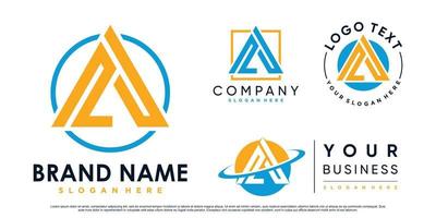 Set of triangle letter a logo design inspiration for business with creative element Premium Vector