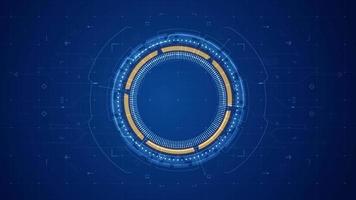 Motion graphic of Blue circle rotation with HUD UI technology interface and futuristic elements abstract background video
