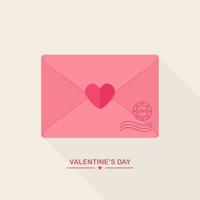 Envelope with love message, closed letter with heart. Happy valentines day. Vector design