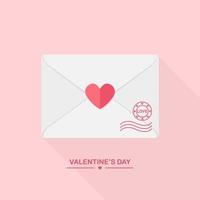 Envelope with love message, closed letter with heart. Happy valentines day. Vector design