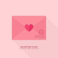 Envelope with love message, closed letter with heart. Happy valentines day. Vector design