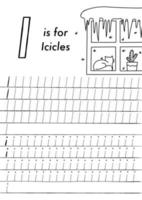 alfabeto inglés navideño y página para colorear simple para niños en edad preescolar. vector