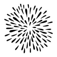 Retro doodle sunburst vector icon. Hand drawn explosion design element.